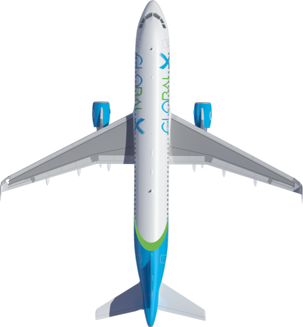 airbus a320 in globalx livery - top view